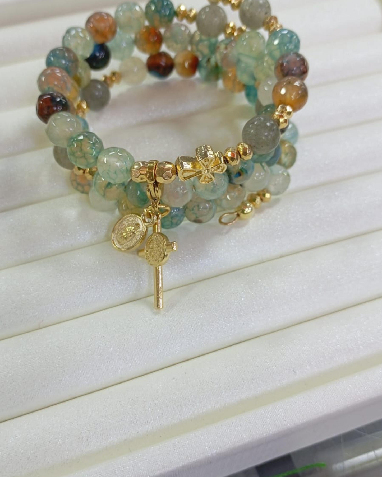 PULSERA ROSARIO DE ALAMBRE CON MEMORIA