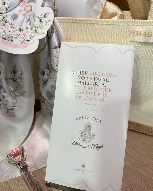 BOLSITA VIRGENCITA CON NIÑO EN BRAZOS LINO Y YUTE
