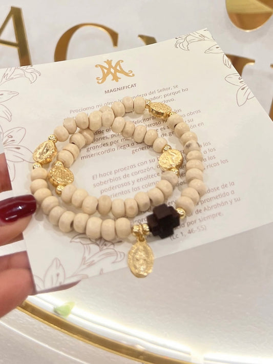 PULSERA CÁMANDULA COMPLETA DE MADERA