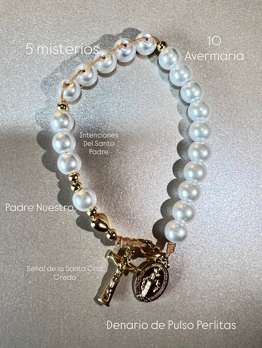 PULSERA DENARIO BLANCO PERLA