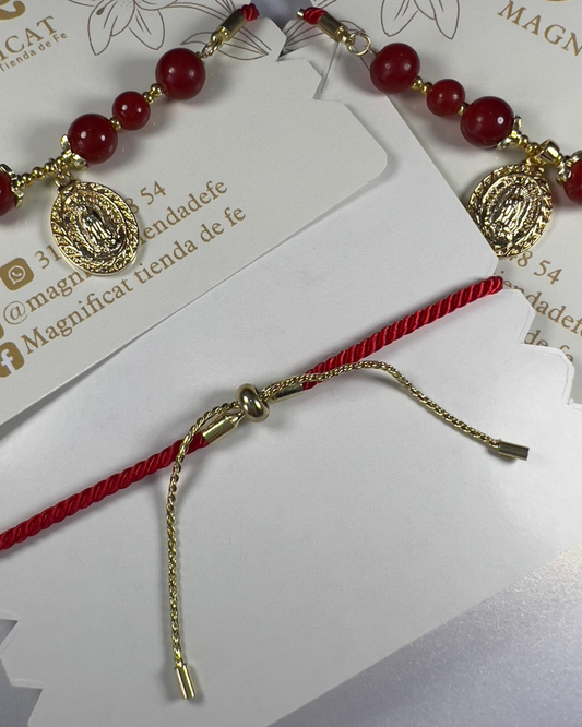 PULSERA PIEDRAS ROJAS DE GUADALUPE