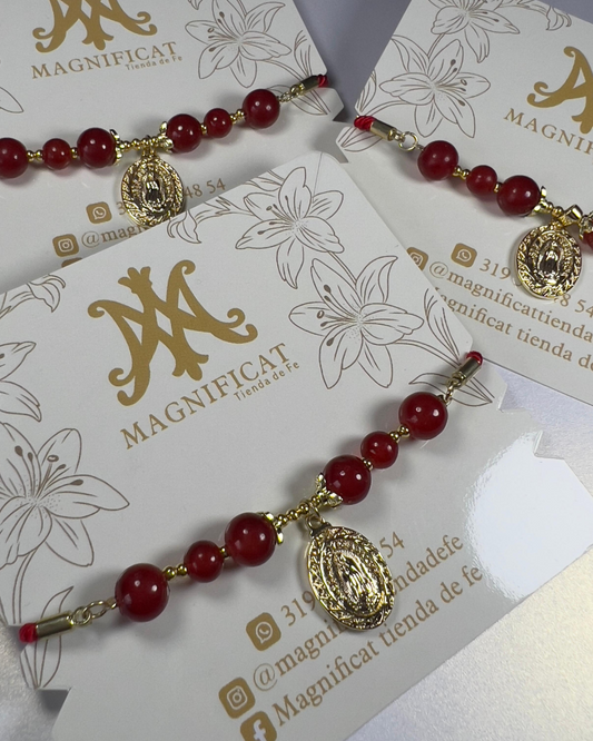 PULSERA PIEDRAS ROJAS DE GUADALUPE