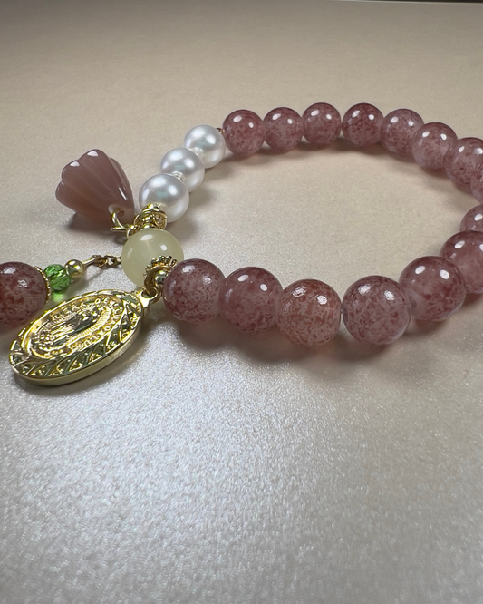 PULSERA PIEDRAS ROSADAS DE GUADALUPE