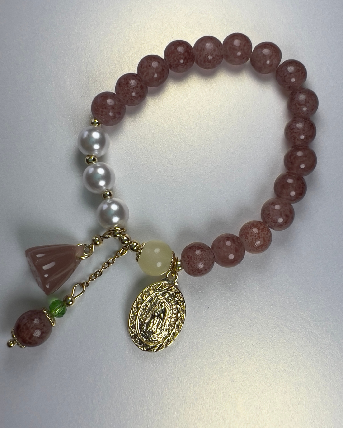 PULSERA PIEDRAS ROSADAS DE GUADALUPE