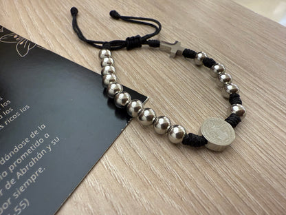 PULSERA CABALLERO DIJES SAN BENITO Y CRUCIFIJO