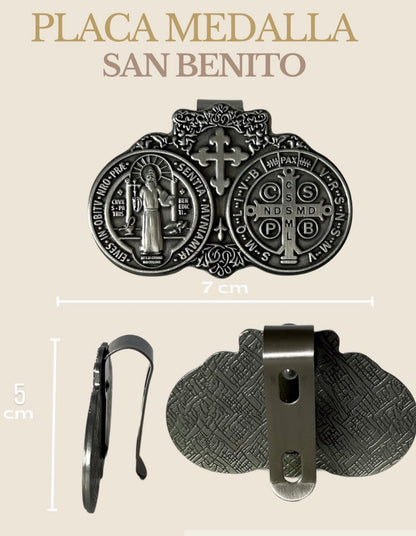 PLACA MEDALLA SAN BENITO PARA CARRO