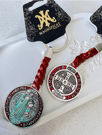 LLAVERO CUERINA Y MEDALLA SAN BENITO